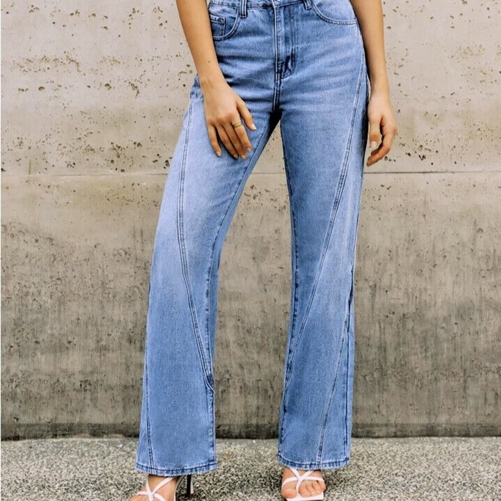 Commense Blue Flare Wide Leg Jeans